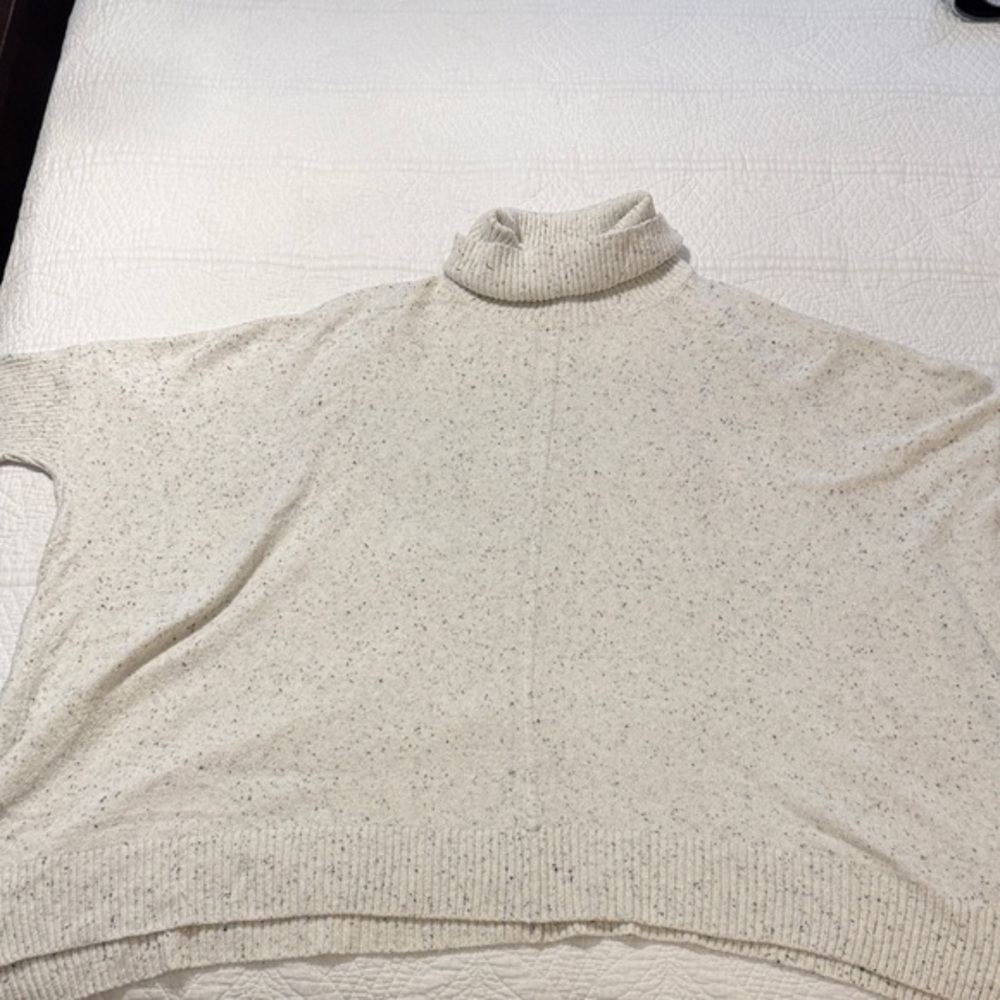 LOFT Cream Speckled Turtleneck Sweater Poncho
